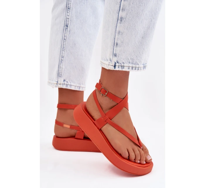 Dámské žabky na platformě oranžové model 22038427 - Boto