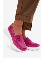 Dámské mokasiny z přírodního semiše na platformě model 22069604 Fuchsiová - VINCEZA