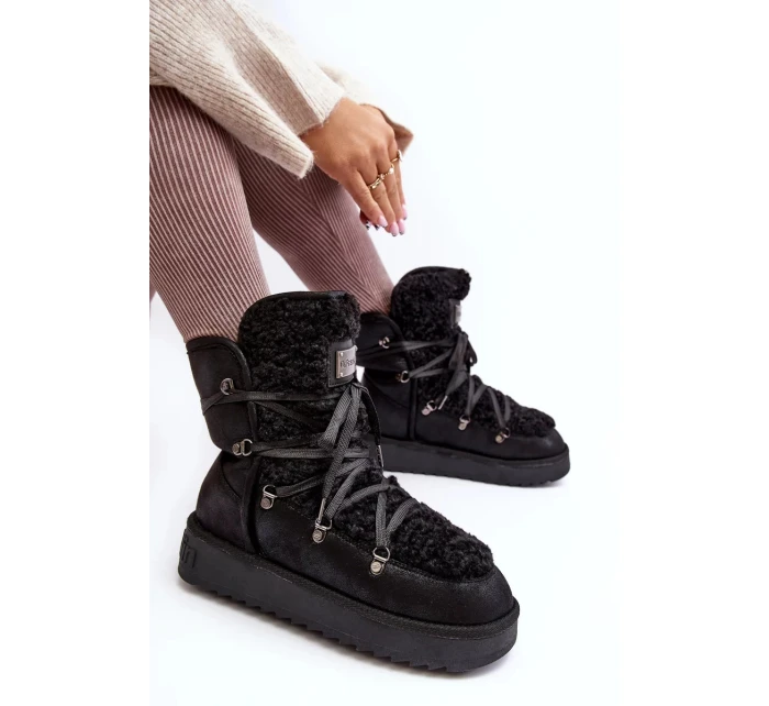 Vodotěsné boty na platformě D.Franklin černý Vodotěsné boty na platformě D.Franklin černý