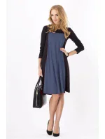 Dámské šaty volný střih 3/4 rukáv i pro středně dlouhé grafitové Černá model 15042431 - BeYou Dámské šaty volný střih 3/4 rukáv i pro středně dlouhé grafitové Černá model 15042431 - BeYou