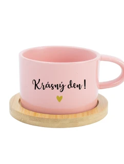 KRÁSNÝ DEN! - růžový hrníček makronka 200 ml