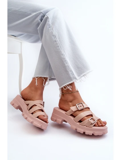 Dámské Pantofle Na Nízkém Podpatku  Růžové model 21661812 - Zaxy