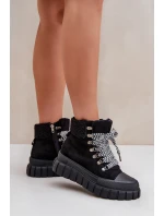 Dámské Zateplené Botky Trapery Na Platformě Černé model 21680175 - EVENTO