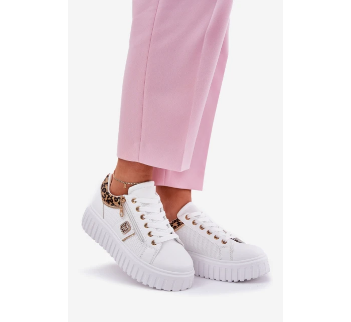 Dámské Sportovní Boty Na Platformě Z Eko Kůže Panther Bílé Velionna Dámské Sportovní Boty Na Platformě Z Eko Kůže Panther Bílé Velionna