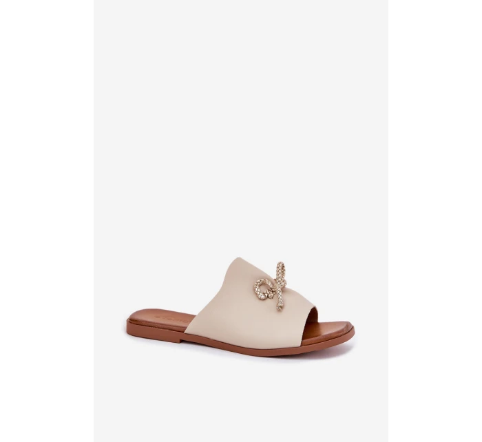 Dámské sandály na plochém podpatku s ozdobným vázáním béžové Norela