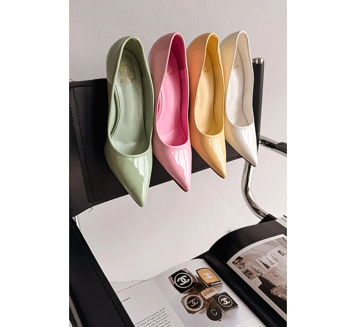 Klasické lakované lodičky z imitace kůže Zelené Odira