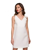 šaty áčkového střihu s mašlí barva ecru model 18004140 - Makover