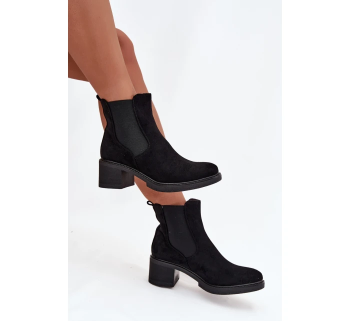 Dámské kotníkové boty na kostičkovém podpatku Luvina – černé Dámské kotníkové boty na kostičkovém podpatku Luvina – černé