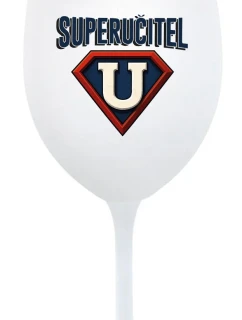 SUPERUČITEL (ZNAK) - bílá  sklenice na víno 350 ml