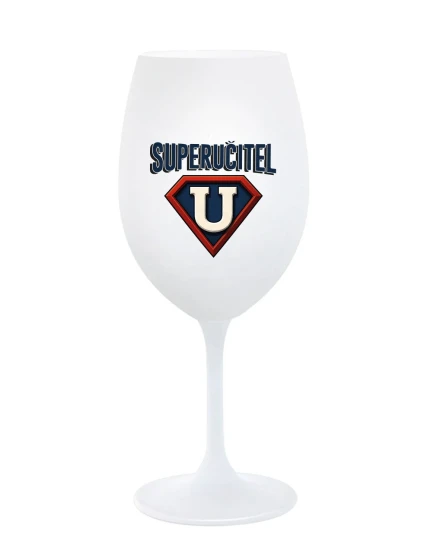 SUPERUČITEL (ZNAK) - bílá  sklenice na víno 350 ml