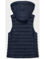 Tmavě modrá dámská prošívaná vesta s kapucí (16M9150-215)
