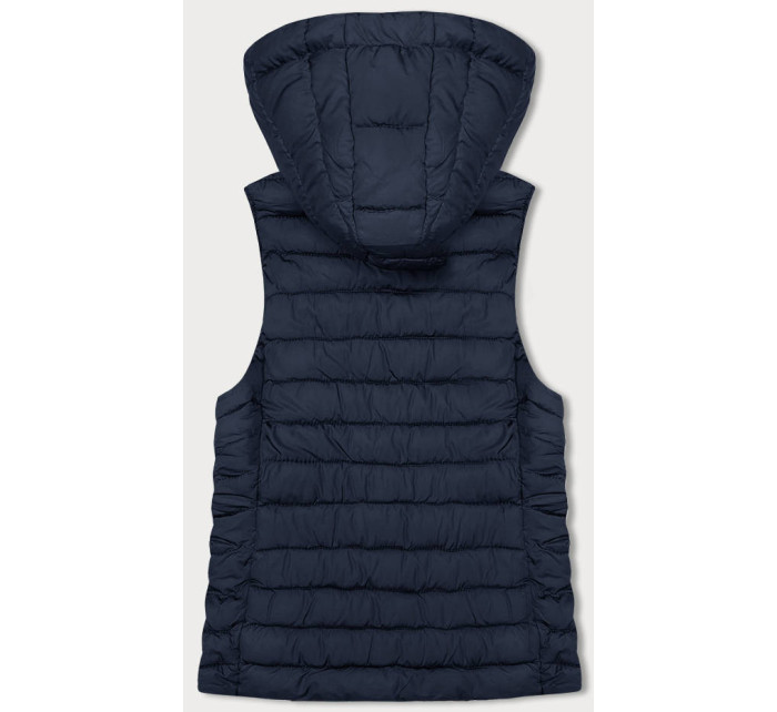 Tmavě modrá dámská prošívaná vesta s kapucí (16M9150-215)