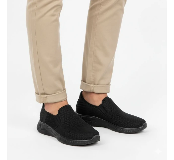 Pánské textilní nazouvací sportovní polobotky černé NEWS 170-M