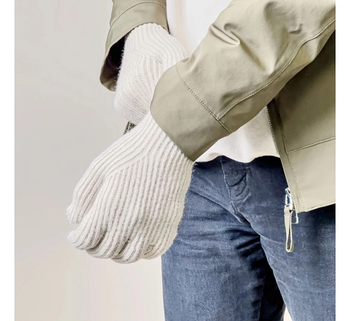 Pletené rukavice na telefon s výřezem na prsty - béžové Pletené rukavice na telefon s výřezem na prsty - béžové