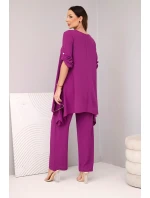 Komplet bluzka + spodnie s přívěskem lilkový