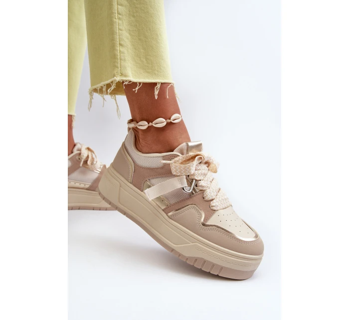 Dámské tenisky na platformě z ekokože béžové Moun