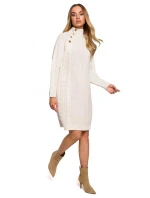 Dámské svetrové šaty s vysokým límcem M635 - Moe