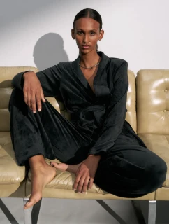 Sensual Velour Robe Top 01 - BLACK - TRIUMPH BLACK - TRIUMPH