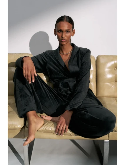 Sensual Velour Robe Top 01 - BLACK - TRIUMPH BLACK - TRIUMPH
