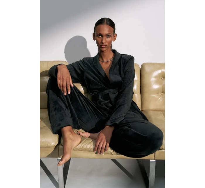 Sensual Velour Robe Top 01 - BLACK - TRIUMPH BLACK - TRIUMPH