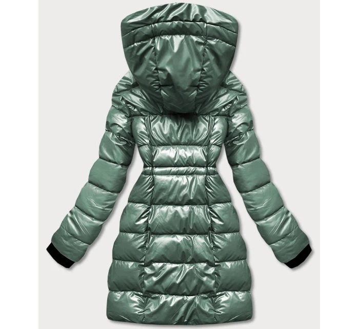 Zelená oboustranná dámská metalická bunda (b8070-10)