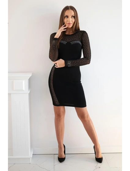 Pletené šaty s model 19361640 na bocích a rukávech černé - K-Fashion Pletené šaty s model 19361640 na bocích a rukávech černé - K-Fashion