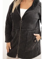 Dámská mikina Plus Size s kapucí a model 21272117 černá - K-Fashion