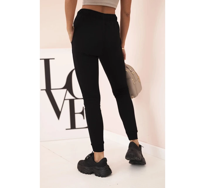 Dámské bavlněné cargo kalhoty s kapsami a řetízkem béžové