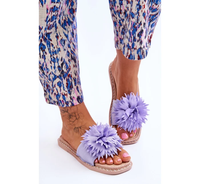 Dámské semišové pantofle s zdobením fialove Giorgia Dámské semišové pantofle s zdobením fialove Giorgia