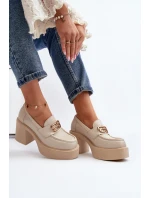 Zazoo 20170 Dámská kožená obuv na podpatku světle béžové