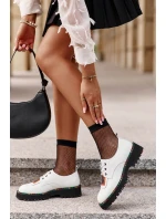 Dámské Kožené Polobotky Šněrovací Artiker Bílé 55C0500