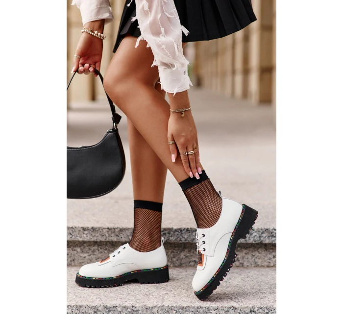 Dámské Kožené Polobotky Šněrovací Artiker Bílé 55C0500