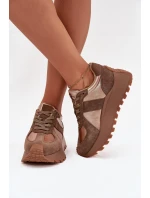 Dámské Zateplené Sneakersy Na Platformě Big Star OO274A218 HI-POLY SYSTEM Hnědé Dámské Zateplené Sneakersy Na Platformě Big Star OO274A218 HI-POLY SYSTEM Hnědé