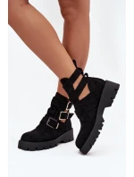 Dámské boty s pásky a stříbrnými sponami Černé Helisse Dámské boty s pásky a stříbrnými sponami Černé Helisse