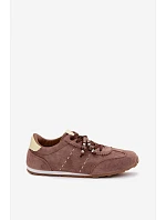 Dámské nízké tenisky s korálky Hnědé model 22095349 - Boto Dámské nízké tenisky s korálky Hnědé model 22095349 - Boto