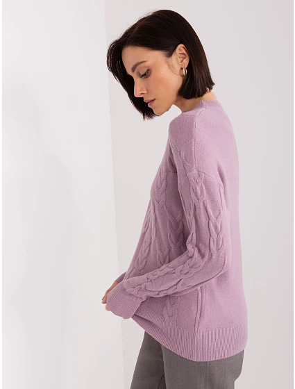 Sweter AT SW model 19040889 fioletowy - FPrice Sweter AT SW model 19040889 fioletowy - FPrice