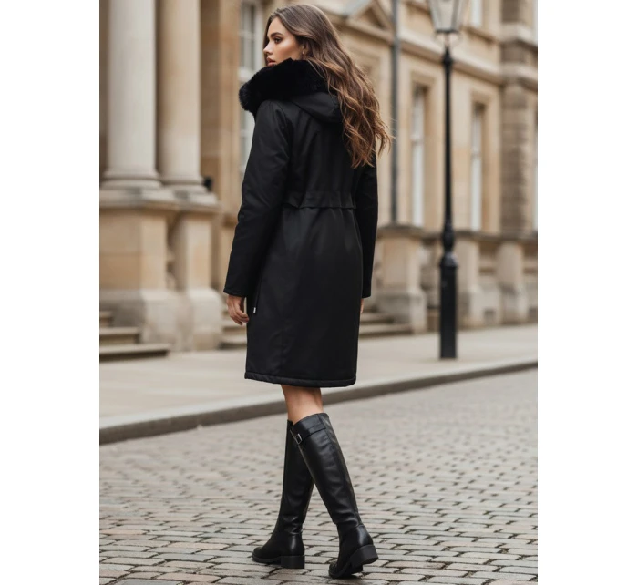 Dámská zimní bunda parka s kožešinou černá FashionStreet TY5111 Dámská zimní bunda parka s kožešinou černá FashionStreet TY5111