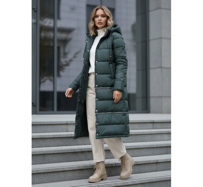 FashionStreet dámská zimní dlouhá zelená bunda TY5138