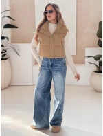 Dámská prošívaná tmavě béžová vesta FashionStreet TY5196