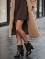 Dámské hnědé boty FashionStreet na podpatku ZY1315