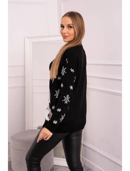 Vánoční svetr se sobem černý