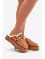 Dámské pantofle na silné podrážce s kožešinou a sponou Camel Linneola Dámské pantofle na silné podrážce s kožešinou a sponou Camel Linneola