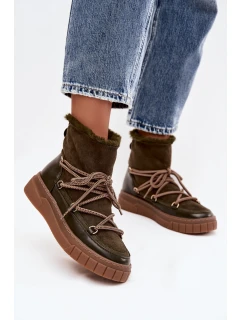 Dámské sněhule s tkaničkami tmavě zelené Isalisse