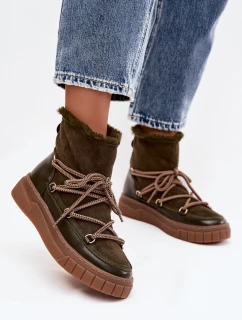 Dámské sněhule s tkaničkami tmavě zelené Isalisse