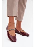 Dámské baleríny s pásky – bordó model 21834678 - Kesi
