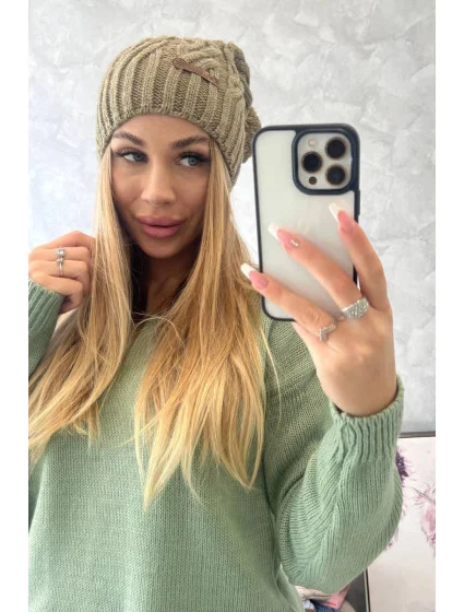 Čepice s fleecem Paulina K227 khaki - Oliwier