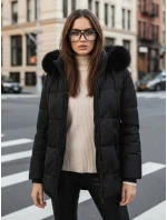 Dámská zimní prošívaná bunda s kapucí černá model 21993718 - Dstreet