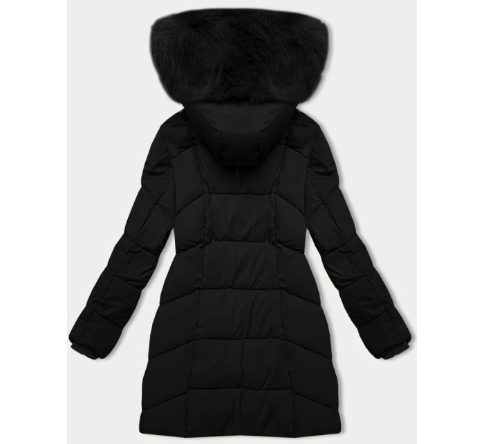 Černá dámská zimní plus size bunda s do stehen model 21248373 - S'WEST Černá dámská zimní plus size bunda s do stehen model 21248373 - S'WEST