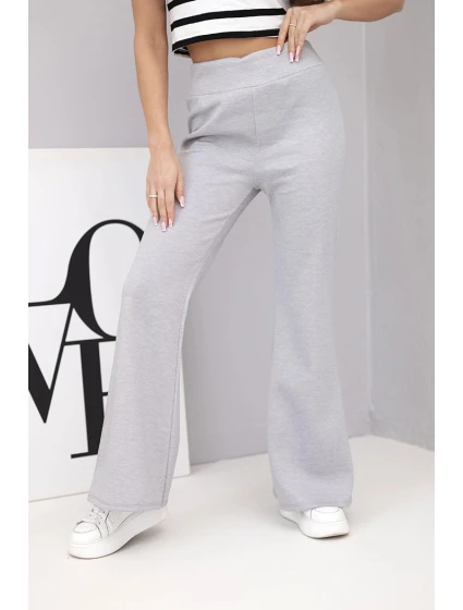 Dámské kalhoty máslíčko s rozšiřující se nohavicí šedé