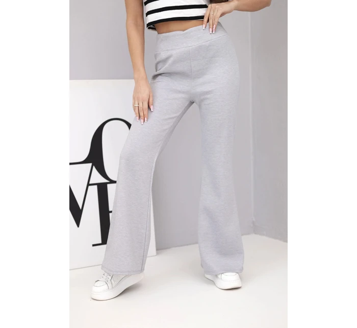 Dámské kalhoty máslíčko s rozšiřující se nohavicí šedé